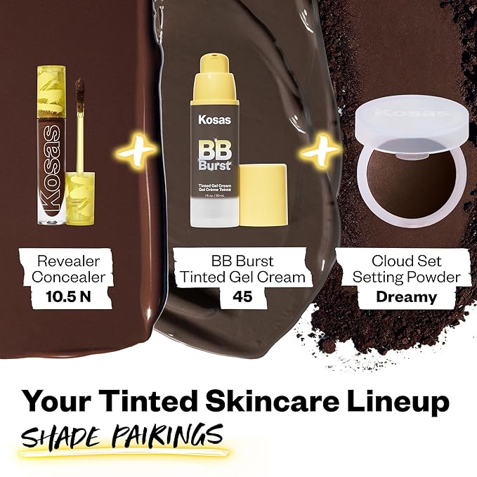 Kosas BB Burst Tinted Face Gel Cream - Supports Healthy Collagen, Smoothes Skin, Hydrates & Moisturizes - Lightweight Buildable Coverage - Rich Deep Neutral 45, (1 Oz/30 ML)-VivaGrace Women