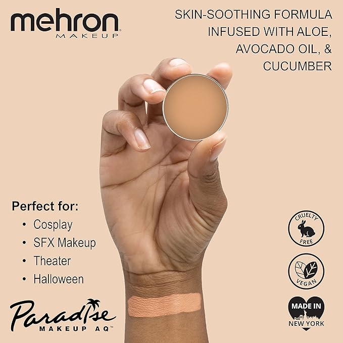 Mehron Makeup Paradise Makeup AQ Refill Size | Stage & Screen, Face & Body Painting, Beauty, Cosplay, and Halloween | Water Activated Face Paint, Body Paint, Cosplay Makeup .25 oz (7 ml) (Felou)-VivaGrace Women