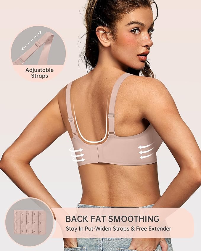 OEAK Womens Deep V Bras Wireless Comfortable Bra Supportive No Underwire Bras Tshirt Push Up Bralettes Plunge Seamless Bra-VivaGrace Women