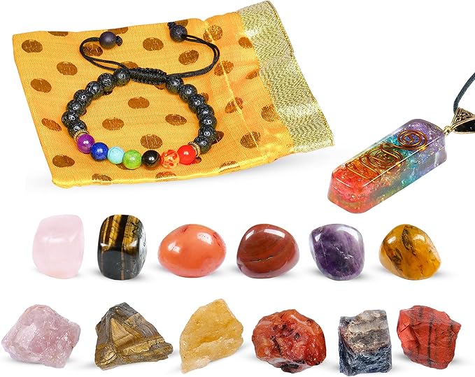 NARIBABU Leo Crystal Gift - Zodiac Crystals - Healing Crystal Pendant & Bracelet - Leo Horoscope Gifts - Zodiac Crystals for Beginners - Good Luck Birthstones Crystal Kit-VivaGrace Women
