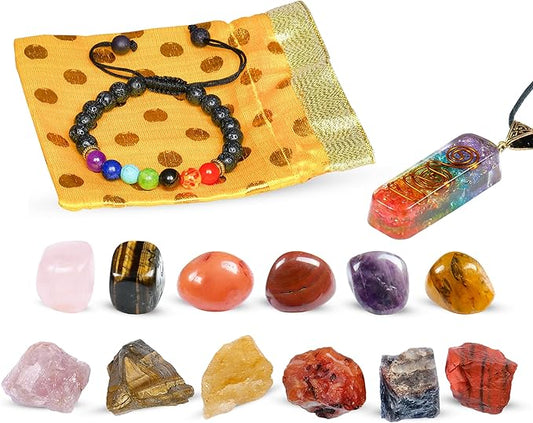 NARIBABU Leo Crystal Gift - Zodiac Crystals - Healing Crystal Pendant & Bracelet - Leo Horoscope Gifts - Zodiac Crystals for Beginners - Good Luck Birthstones Crystal Kit-VivaGrace Women