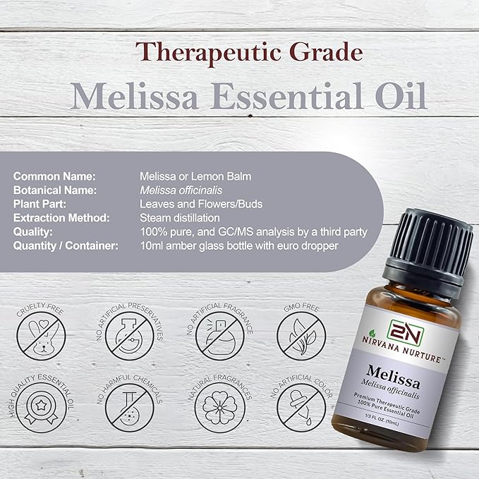 Melissa Essential Oil 100% Pure Premium Therapeutic Grade, Undiluted - Aromatherapy Diffuser for Calm and Relaxation, Skin Care, Hair Care-VivaGrace Women