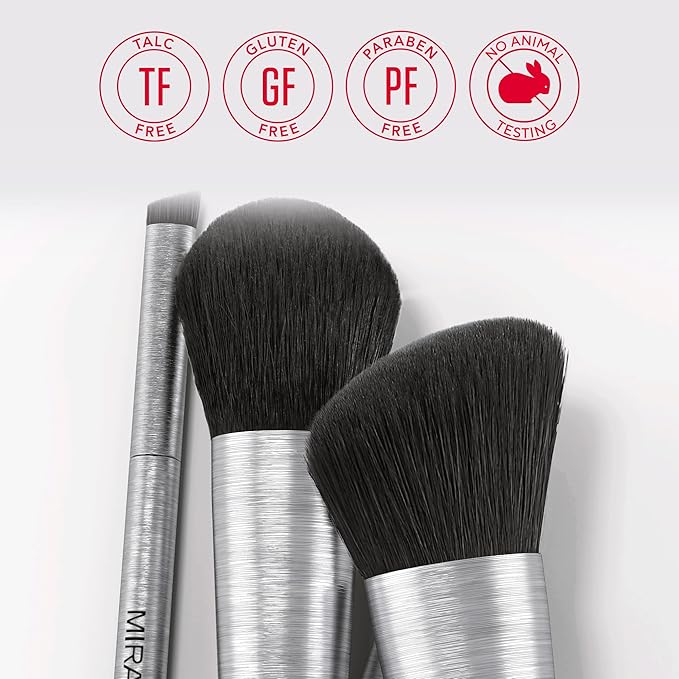 Mirabella Liner & Brow Duo Brush, Premium Professional Makeup Brush Collection, Cruelty-Free Synthetic Bristle Brush, Hand-Sculpted Brushed Aluminum Handle, Luxury Blending Brush for Makeup-VivaGrace Women