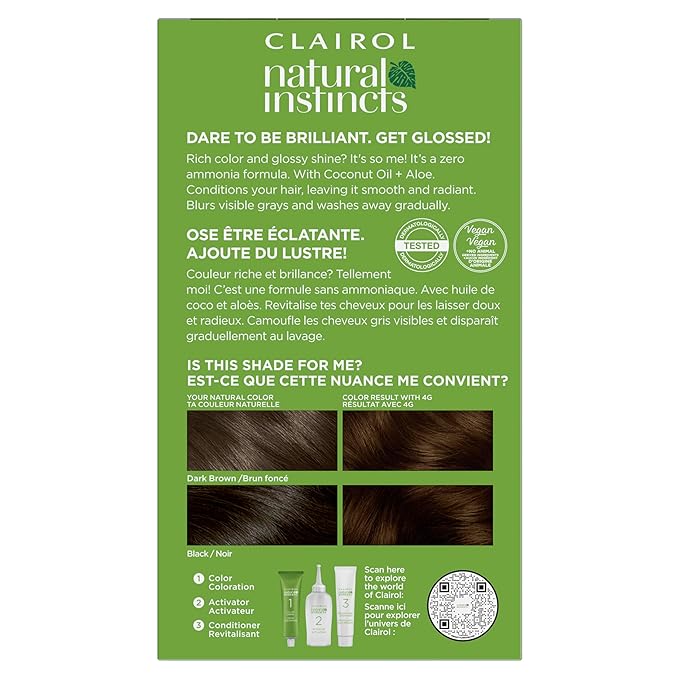 Clairol Natural Instincts Demi-Permanent Hair Dye, 4G Dark Golden Brown Hair Color, Pack of 1-VivaGrace Women