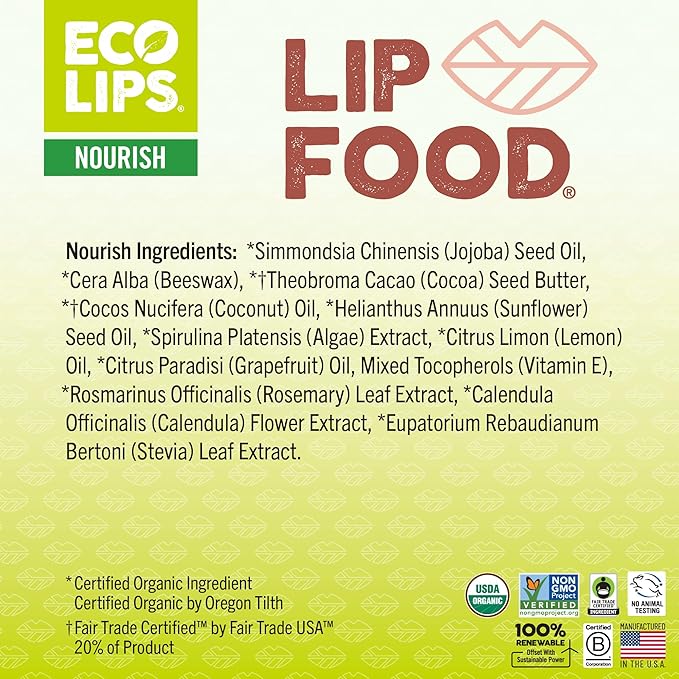 Eco Lips Lip Food - Nutrient Dense & Organic Lip Balm (Nourish)-VivaGrace Women