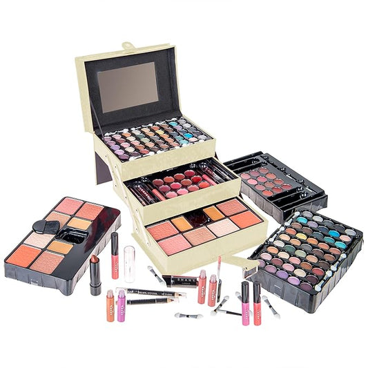 SHANY All In One Makeup Kit (Eyeshadow, Blushes, Face Powder, Lipstick, Eye liners, Makeup Pencils and Makeup Mirror - Makeup Set With Reusable Makeup Storage Box - White-VivaGrace Women