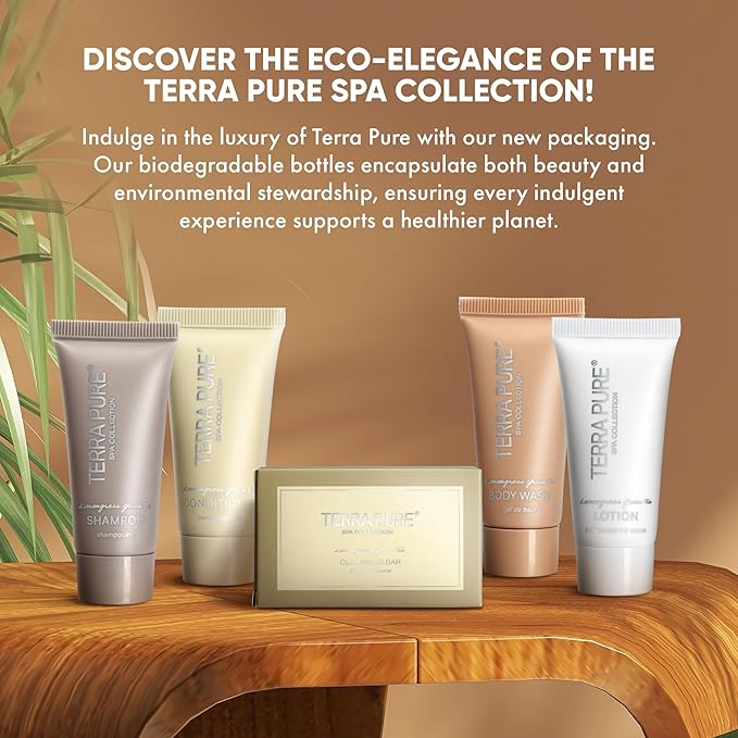 Terra Pure Spa Collection Bulk Set Toiletries | 1-Shoppe All-In-Kit Amenities for Hotels & Airbnb | 0.85 oz Hotel Shampoo & Conditioner, Body Wash, Lotion & Cleansing Bar Travel Size Tubes| 150 Pieces-VivaGrace Women