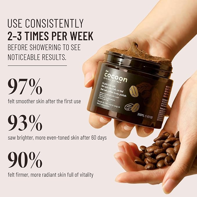 Cocoon Dak Lak Face Polish, Body Polish & Body Butter Combo. 100% Vegan Exfoliating Scrub for Smooth & Glowing Skins | Reduce Stretch Marks, Acne & Cellulite | Gift for Coffee Lovers (6.76 fl oz each)-VivaGrace Women