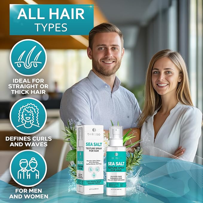 Sea Salt Spray - Dry Hair Texture for Women and Men - Products for Volume for Fine, Wavy and Curly Hair - Thickening, Texturizing and Light Volumizing Effect - Alcohol Free Formula - Travel Size-VivaGrace Women