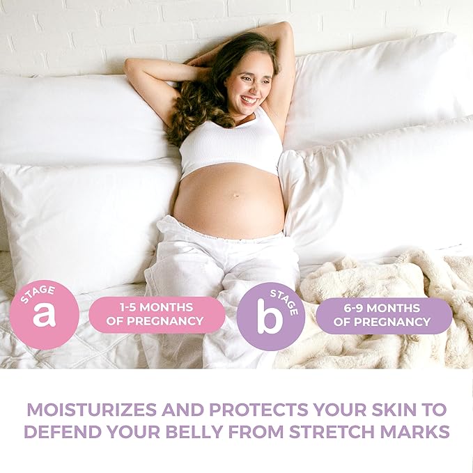 Leska Pregnancy Stages A & B Set | Belly Lotion, Belly Oil, Stretch Mark Defense Cream & Belly Butter | Pregnant Mom Months 1-9 | Part of Complete 3-Part Pregnancy Skincare System (Set of 4, 4-4.93oz)-VivaGrace Women