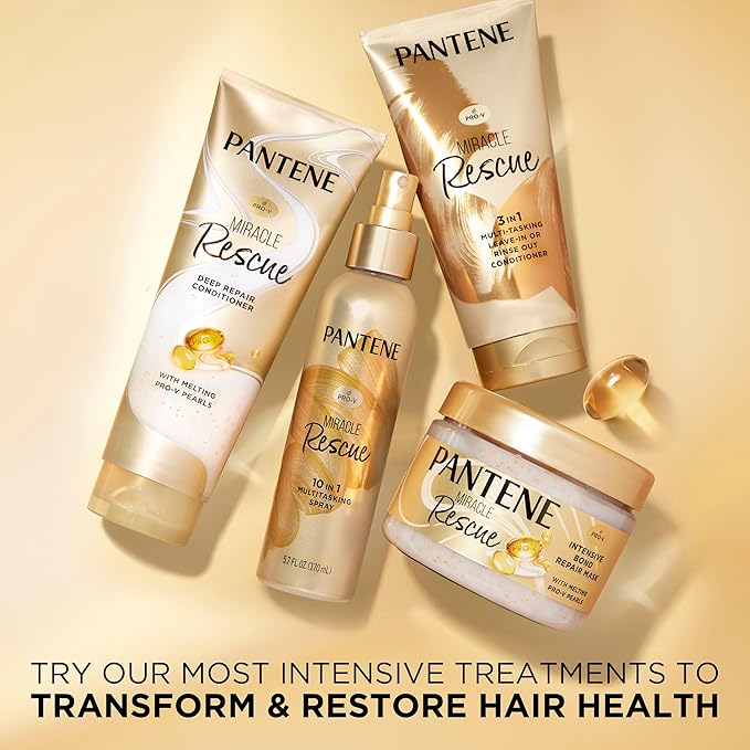 Pantene Miracle Rescue Hair Mask, Intensive Bond Repair with Melting Pro-V Pearls, Melts Away Damage, Builds Bonds, Strengthens Against Damage, Deep Conditioning for Dry Damaged Hair, 10.1 fl oz-VivaGrace Women