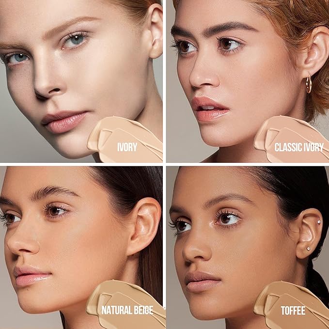 FV Waterproof Foundation with Medium Coverage, Oil-free & Long Lasting, Lightweight, Matte Foundation for Oily/Normal Skin, Sweat-resistant Liquid Makeup Foundation for Face, 30g, Ivory-VivaGrace Women