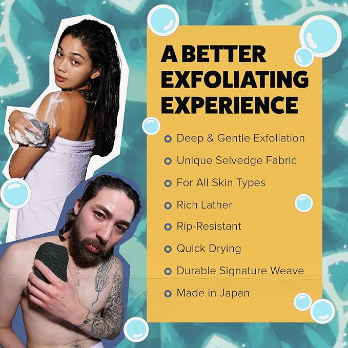 GOSHI Exfoliating Shower Sponge - Rip-Resistant, Rapid-Drying Exfoliating Bath Sponge for All Skin Types - Grey - Made in Japan-VivaGrace Women