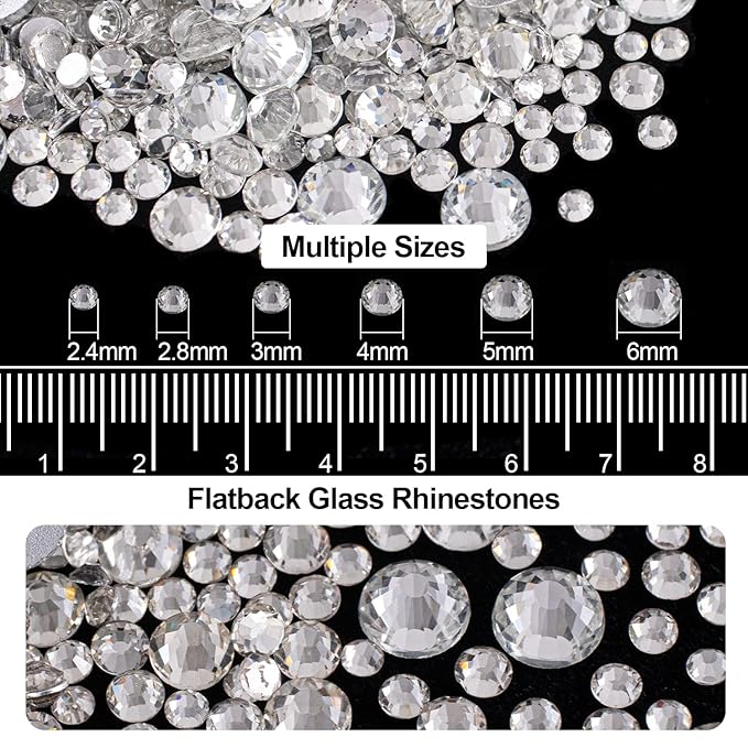 Flat Back Rhinestone Kits Colorful Rhinestones+Transparent White Gems With Quick Dry Makeup Glue+Picker Pencil+Tweezer For Nail Art And Face Make-up-VivaGrace Women