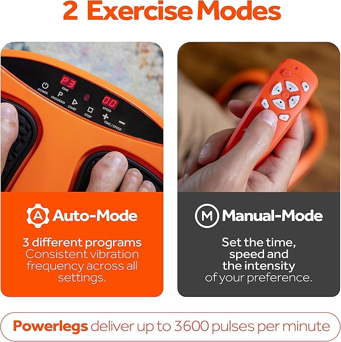 Power Legs Electric Foot Massager Machine with Remote Control, Adjustable Speed, Vibration - Calf Massager - Feet Massager for Neuropathy Pain Relief, Plantar Fasciitis, Leg Blood Circulation (Orange)-VivaGrace Women