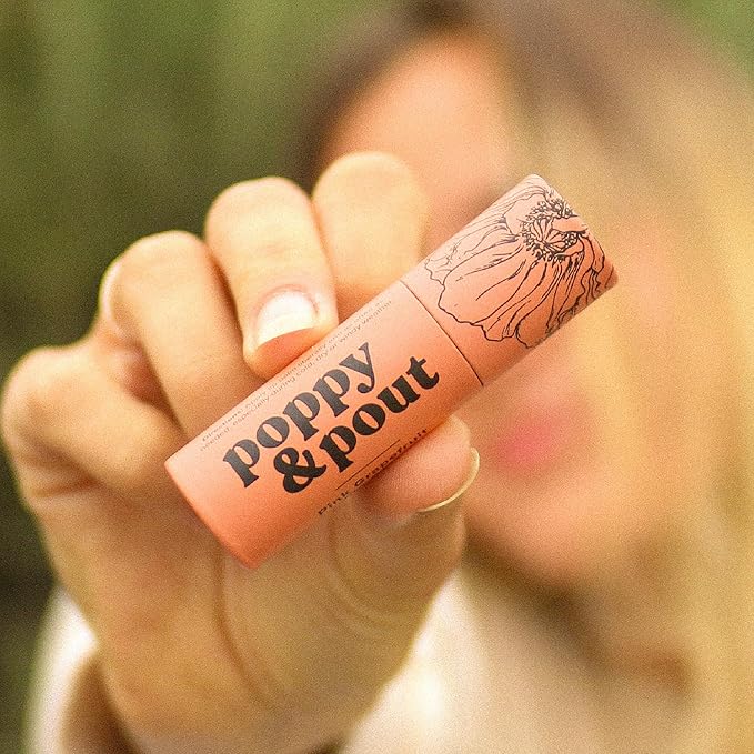 Poppy & Pout Pink Grapefruit Jumbo Lip Balm | All Natural Lip Balms & Moisturizers | Hydrates with Beeswax, Vitamin E, Organic Coconut Oil | Cruelty-Free | Lip Balm in Recyclable Cardboard Tube-VivaGrace Women