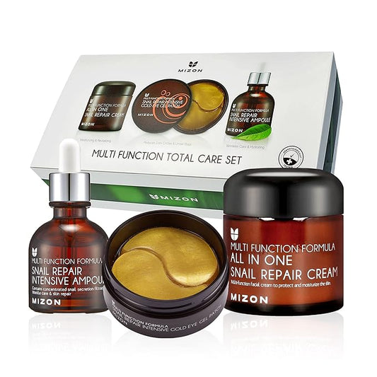 MIZON 24K Gold Snail Skincare Set - Eye Patches, Repair Cream & Ampoule for Sensitive Skin, Anti-Aging & Moisturizing-VivaGrace Women