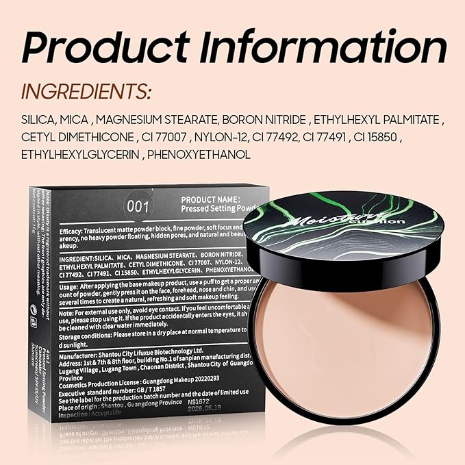 Face Setting Powder Makeup - Long-Lasting & Waterproof Pressed Powder, Blurs Fine Lines & Imperfections Powder Makeup, Smooth & Flawless, Poreless Matte Weightless for All Skin Types, Cruelty-free-VivaGrace Women