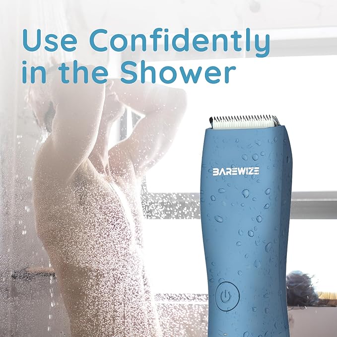 Body Hair & Pubic Hair Trimmer for Men & Women, Painless Electric Body & Bikini Shaver | Waterproof, Type-C Rechargeable, LED Light, Replaceable Blade, Manscape Personal Groomer (Denim Blue)-VivaGrace Women