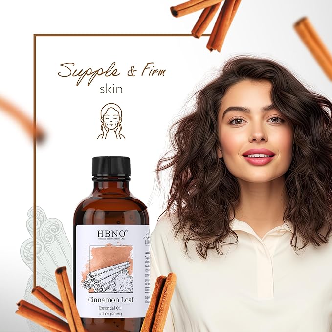 HBNO California Bottled Cinnamon Essential Oil (Leaf) 4 fl oz (120ml) - Natural Cinnamon Essential Oil for Diffuser - Perfect for Cleaning, Aromatherapy, DIY, Soap & Diffuser -VivaGrace Women