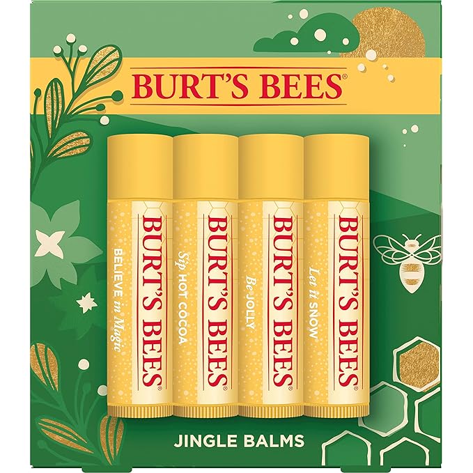 Burt's Bees Christmas Gifts, 4 Lip Balm Stocking Stuffers Products, Jingle Balms Set - Classic Beeswax Moisturizing Lip Balm-VivaGrace Women