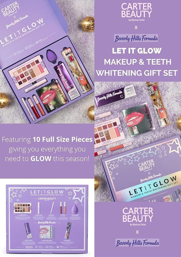 Carter Beauty Let It Glow Make Up and Teeth Whitening Set for Women 10 Pc-VivaGrace Women