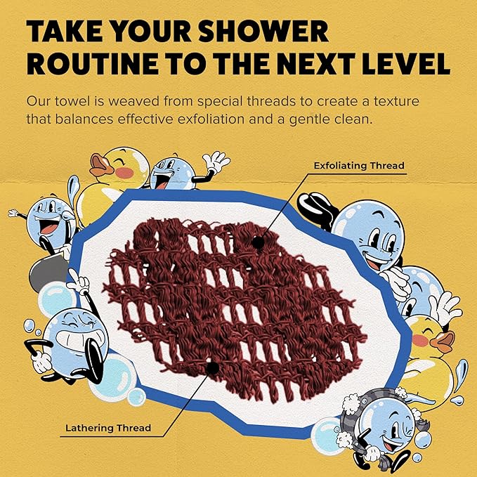 GOSHI Exfoliating Shower Towel - Rip-Resistant Exfoliating Washcloth for All Skin Types - Brick Red - Made in Japan-VivaGrace Women