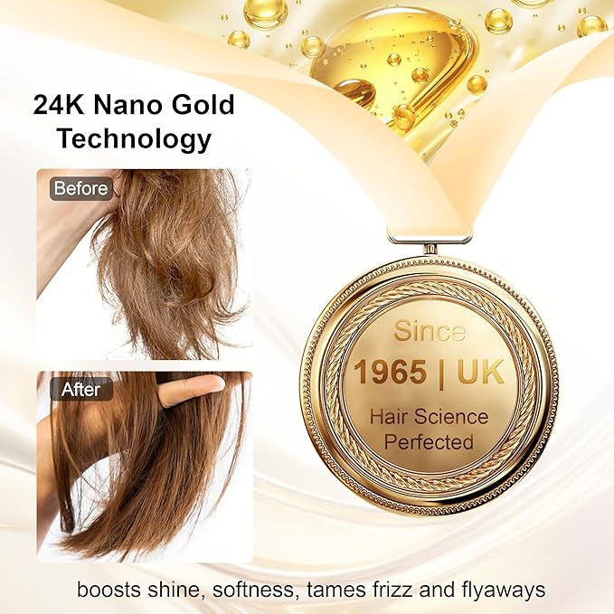 24K Gold Hair Oil, Repair Shine Serum with Coconut, Argan & Olive Oils - Heat Protectant and Frizz Control - Vegan, Lightweight Leave-In Treatment for Dry Damaged Hair (2.02 Fl Oz (Pack of 1))-VivaGrace Women