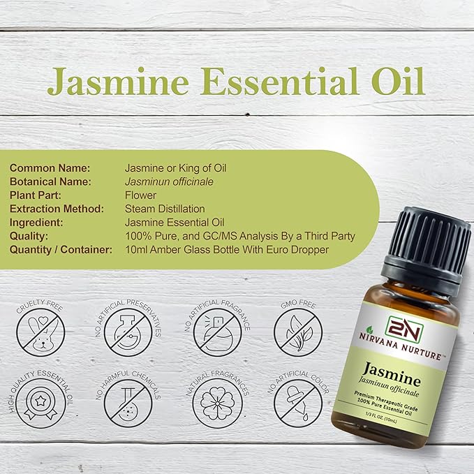 Jasmine Essential Oil 100% Pure Premium Therapeutic Grade, Undiluted - Aromatherapy Diffuser for Calm and Relaxation, Skin Care, Hair Care-VivaGrace Women