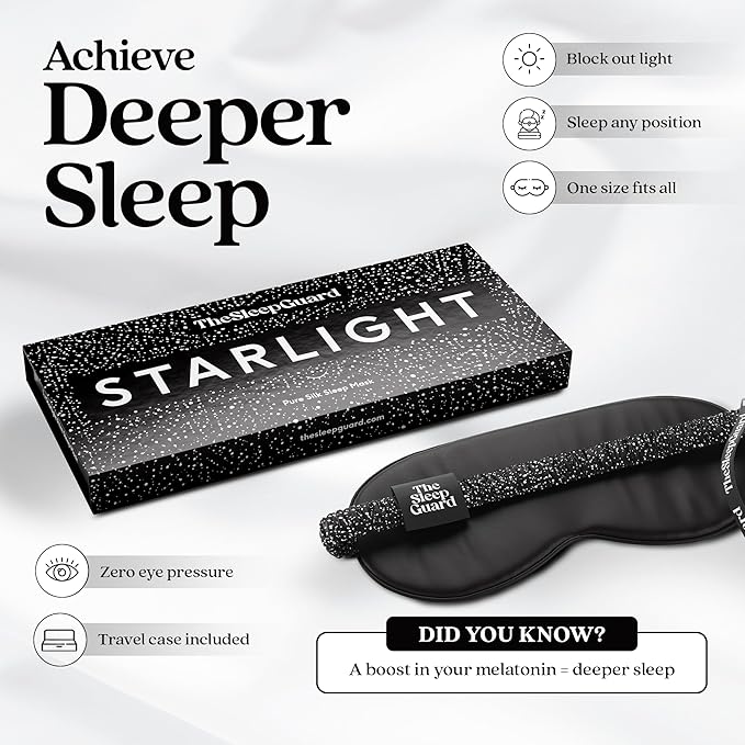 Pure Silk Sleep Mask [100% 6A Mulberry Silk, 22 Momme] Light Blocking Travel Essentials. Eye Masks for Sleeping. Black Oeko-Tex Blindfold. Eye Covers for Men & Women-VivaGrace Women