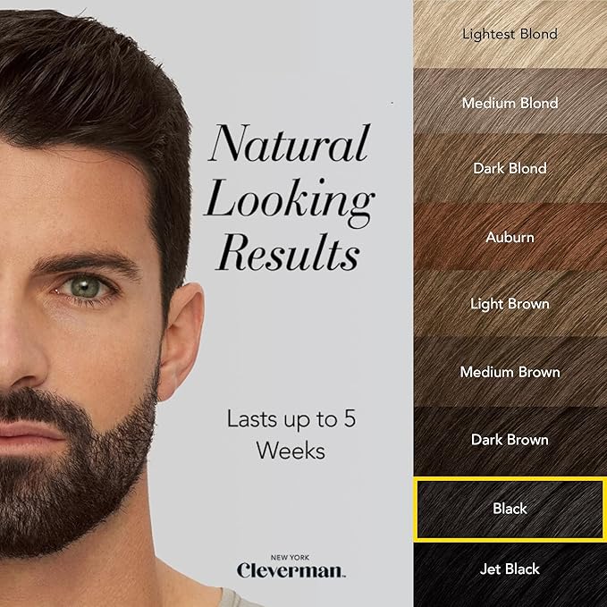 CLEVERMAN Black Hair & Beard Dye for Men, All-in-One Reusable Kit - Natural-Looking Gray Coverage, Professional-Quality, Ammonia-Free, 3.38 Fl Oz (1 Pack), Black, Suitable for Black Hair-VivaGrace Women