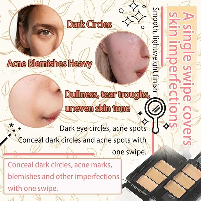 3 Colors Corrector Palette,Moisturizing Long Lasting Waterproof Cream Contour Makeup Palette,Color Correcting Concealer,Natural Flawless Full Coverage Liquid Foundation Set with Makeup Brushes-VivaGrace Women