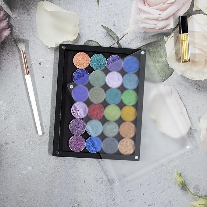 Acrylic empty magnetic palette with magnet clear lip ，with 30Pcs Adhesive Metal Stickers for Eyeshadow Powder Lipstick foundation-VivaGrace Women