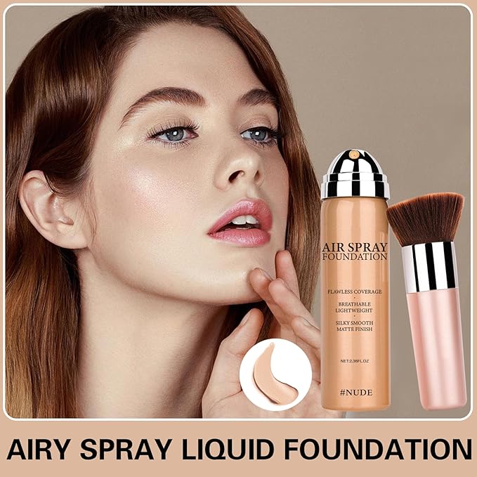 Airbrush Makeup Foundation for Mature Skin Magic Minerals Lightweight Air Makeup Airbrush Makeup Setting Spray for Smooth Radiant Finish（03# Nude Color）-VivaGrace Women