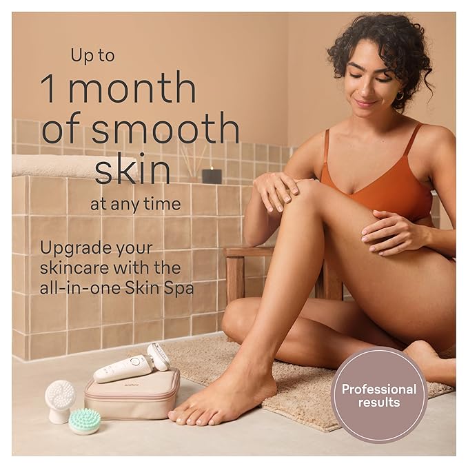 Braun Epilator Silk-épil 9 Flex SkinSpa, Hair Removal Device, 360 Flex and Pivoting Head, Wet and Dry, Includes Shaver Head, Trimmer Comb, Massage Pad, Exfoliation Brush and BodyTrimmer, SES9-481 3D-VivaGrace Women