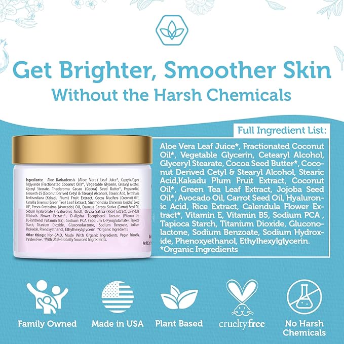 Advanced Vitamin C Face Cream - Brightening & Nourishing with Jojoba Oil, Kakadu Plum for Fine Lines, Wrinkles-VivaGrace Women