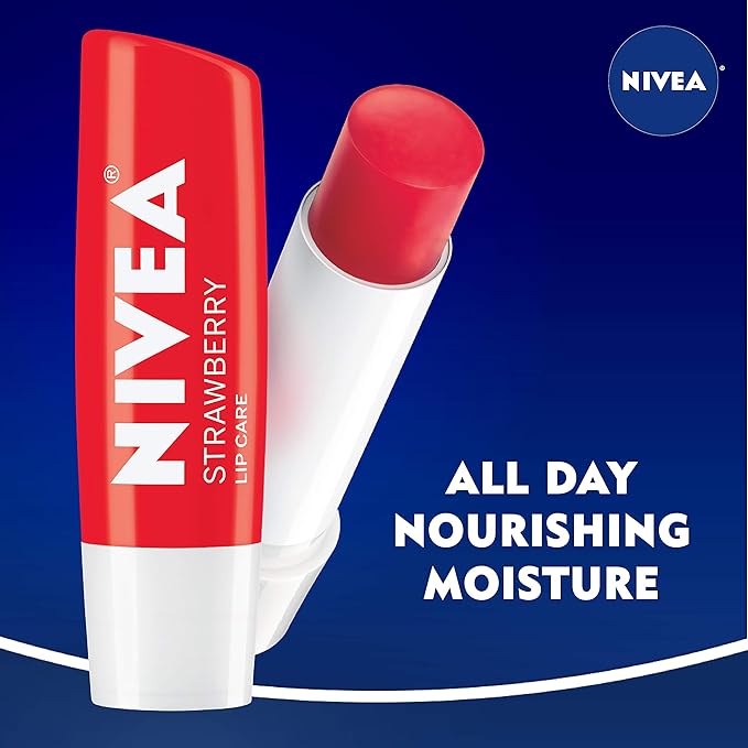 NIVEA Strawberry Lip Care - Tinted Lip Balm for Beautiful, Soft Lips - Pack of 4-VivaGrace Women