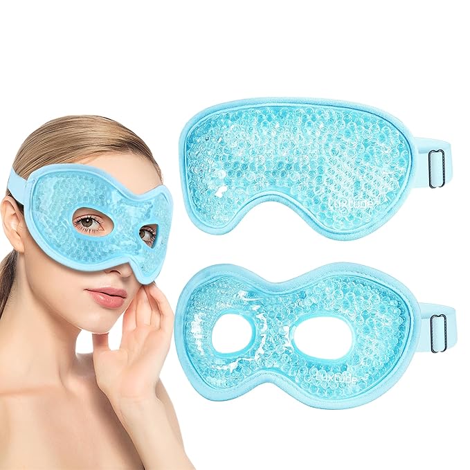 Luxtude Gel Eye Mask Cooling Eye Mask for Dry Eyes 2PCS, Heated Warm Eye Ice Pack Reusable Gel Sleep Mask, Frozen Cold Eye Compress for Puffiness/Dark Circles/Headaches/Allergies (Blue)-VivaGrace Women