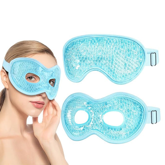 Luxtude Gel Eye Mask Cooling Eye Mask for Dry Eyes 2PCS, Heated Warm Eye Ice Pack Reusable Gel Sleep Mask, Frozen Cold Eye Compress for Puffiness/Dark Circles/Headaches/Allergies (Blue)-VivaGrace Women