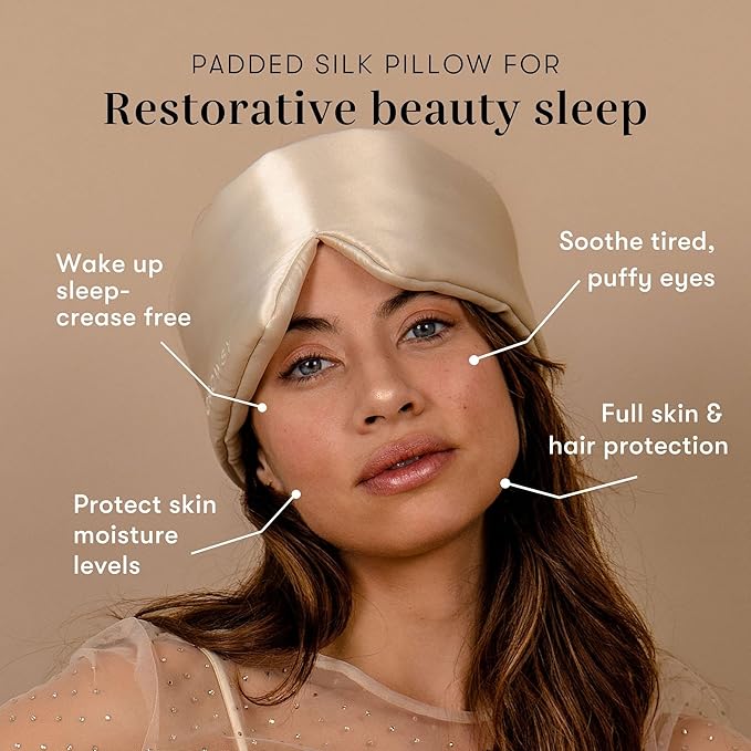 DROWSY Silk Sleep Mask. Face-Hugging, Padded Silk Cocoon for Luxury Sleep in Total Darkness. (Dusty Gold)-VivaGrace Women