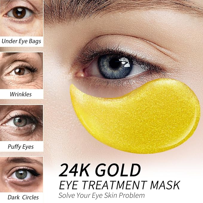 Golden Glow Under Eye Patches for Puffy Eyes - 60Pcs Eye Gels Rejuvenating Treatment for Dark Circles, Puffiness, Refreshing,Revitalizing Looks Less Tired-VivaGrace Women