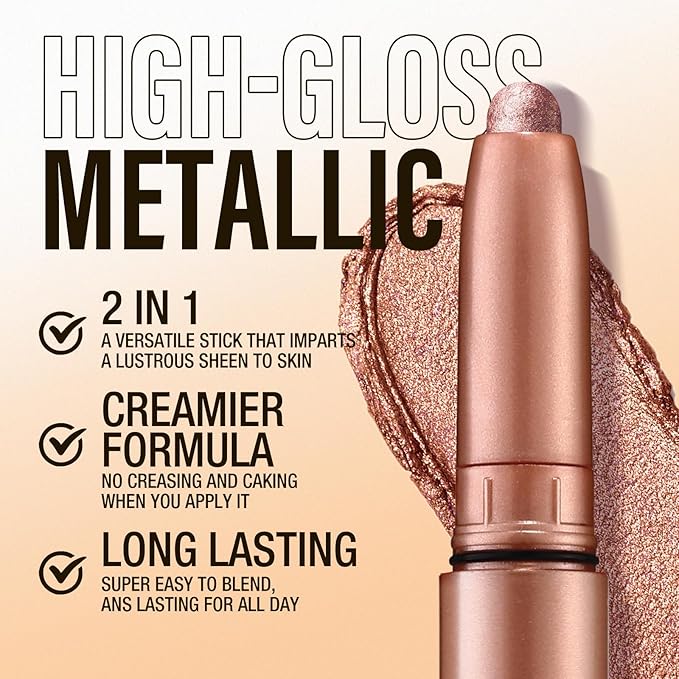 Jolilab Eyeshadow Stick Set, 2 PCS Matte Professional Bright-Colored Contouring and Highlight Stick, Cream Waterproof Long Lasting High Pigmented Eye Shadow (2, 05+21 2pcs)-VivaGrace Women