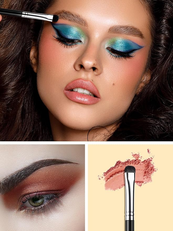 EIGSHOW Angled Eyeliner Brush & Eyeshadow Brush, High-End Precision Gel Liner and Short Smudge Brushes for Cat Eye, Winged Liner (E835&E806)-VivaGrace Women
