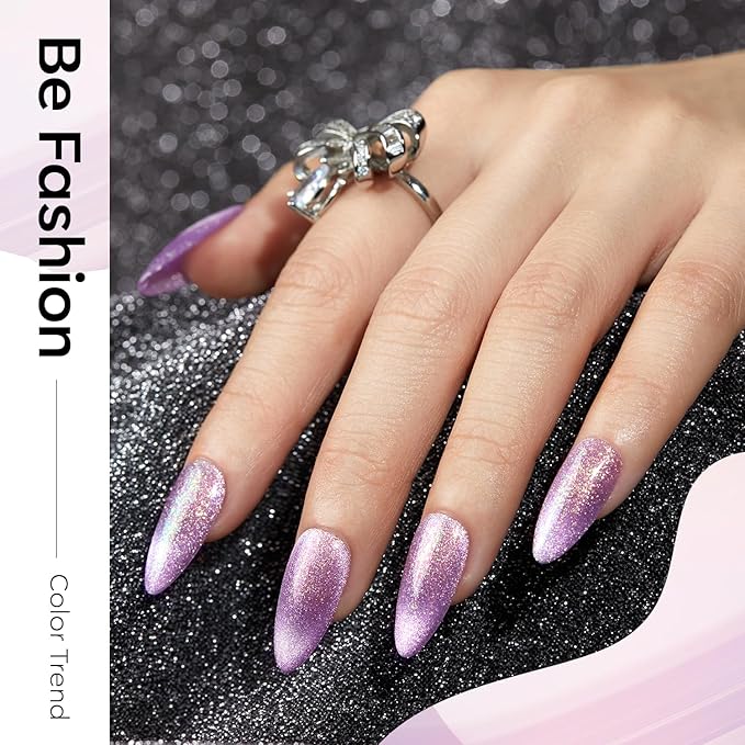 modelones Holographic Glitter Cat Eye Gel Nail Polish Kit 6 Colors with Magnet Romantic Rainbow Galaxy Series Pastel Gel Polish Soak Off Led Gel Nail Polish Set Nail Art Gel Manicure Salon DIY Gifts-VivaGrace Women