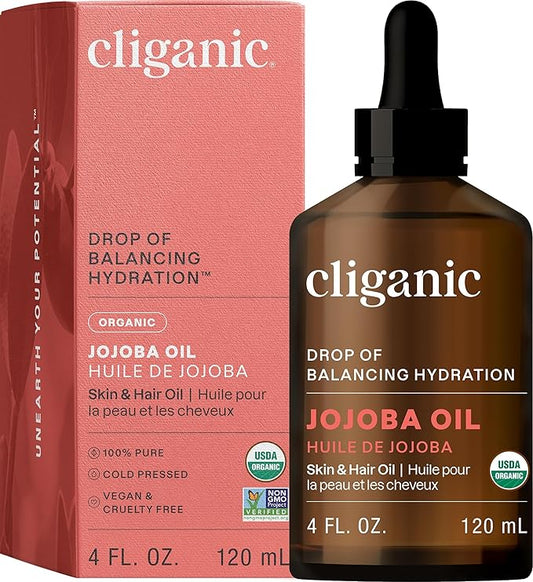 Cliganic Organic Jojoba Oil, 100% Pure (4oz) | Moisturizing for Face, Hair, Skin & Nails | Natural Cold Pressed Hexane Free | Base Carrier Oil (Packaging May Vary)-VivaGrace Women