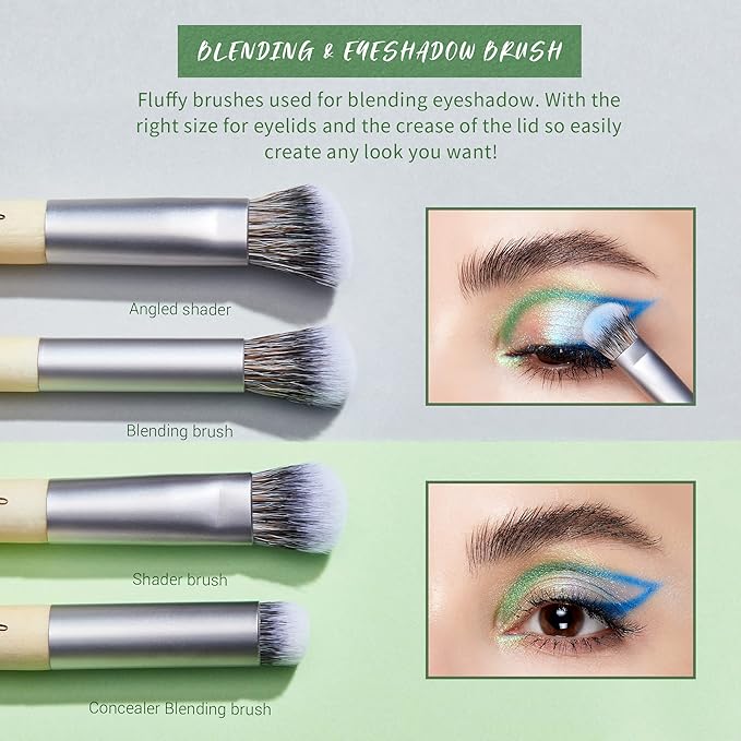 Jessup Eyeshadow Brush Set 8pcs Eye Makeup Brushes Premium Cruelty-Free Eyeshadow Blending Concealer Eyebrow Eyeliner Spoolie Brush Kit T328-VivaGrace Women