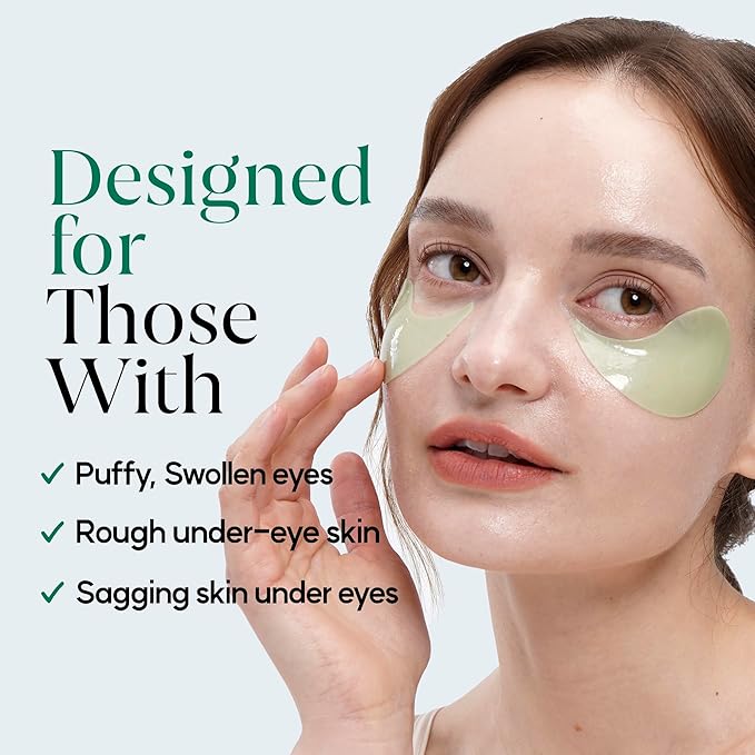 Pale Green Pastel Eye Mask - Cooling Eye Patches for Puffy Eyes | Skin-Firming Under Eye Patches for Sagging Skin | Soothing Under Eye Mask Patches (3.04 fl oz, 30 Sets, 60 EA)-VivaGrace Women