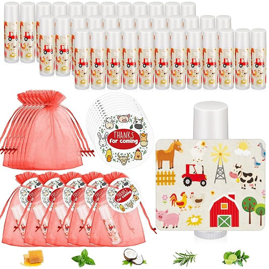 Fumete 50 Pack Baby Shower Farm Animals Party Gifts Favors Bulk Lip Balms for Guests Boys Girls Neutral Gender Reveal Favors for Baby Shower Prizes Souvenirs Bags Stuffer Classroom Prizes-VivaGrace Women