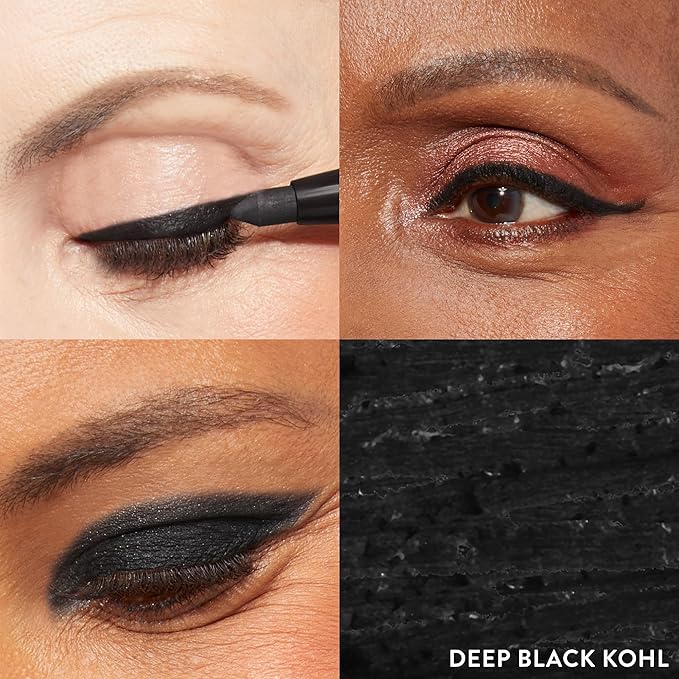 LAURA GELLER NEW YORK Kajal Longwear Kohl Eyeliner Pencil with Caffeine, Smooth & Blendable Makeup, Deep Black-VivaGrace Women