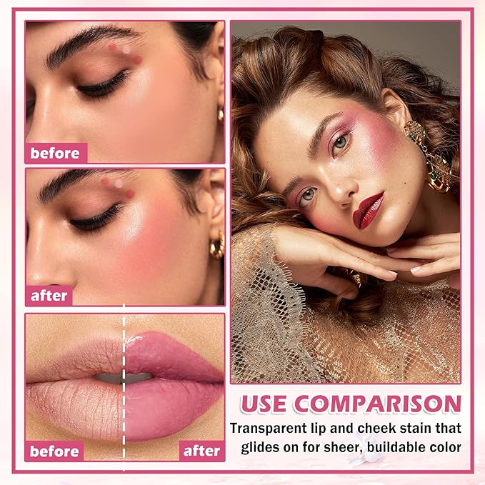 4PCS Cooling Water Jelly Tint Blush Stick for Cheeks,Multi-use Jelly Lip and Cheek Tint Stain,Moisturizing Natural Jelly Blush Stick,Buildable Watercolor Finish - Cruelty Free-VivaGrace Women